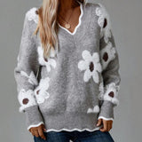 Debora - Blusa elegante con scollo a V a fiori