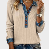 Cosima - Blusa in denim intrecciata a maniche lunghe