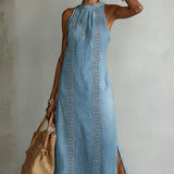 Giulia - Abito in denim con pizzo in stile retrò