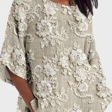 Gelsomina - Blusa da donna con ricamo floreale in pizzo