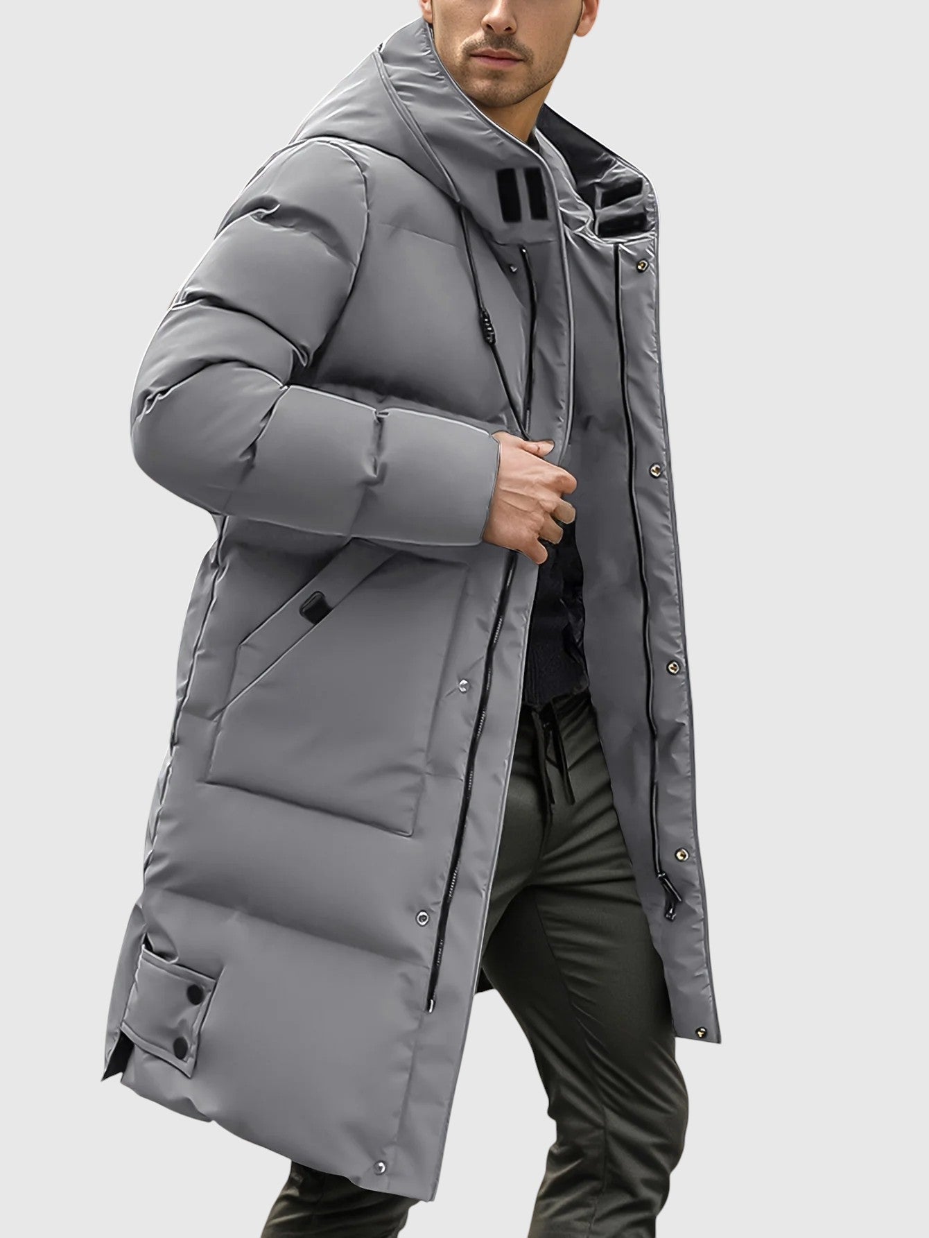 Giovanni - Cappotto lungo trapuntato con cappuccio