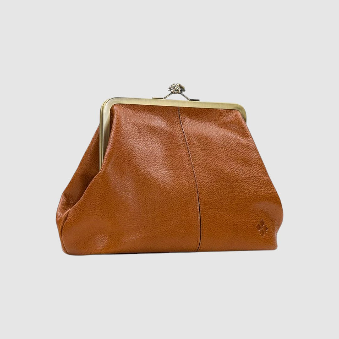 Leontina - Borsa in pelle con chiusura retrò