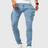 Marino - Pantaloni cargo con elastan