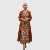 Daniela - Abito lungo a fiori con gilet aderente