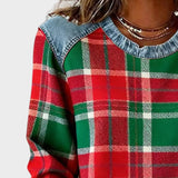 Ivy - Felpa da donna patchwork a quadri