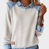 Cosima - Blusa in denim intrecciata a maniche lunghe