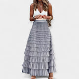 Valeria - Gonna boho con finitura in rete e raso