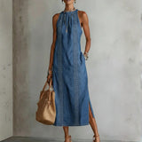 Giulia - Abito in denim con pizzo in stile retrò