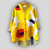Veronica - Blusa in lino a fiori