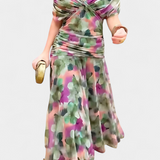 Maddalena - Abito lungo a fiori con scollo a V