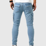 Marino - Pantaloni cargo con elastan