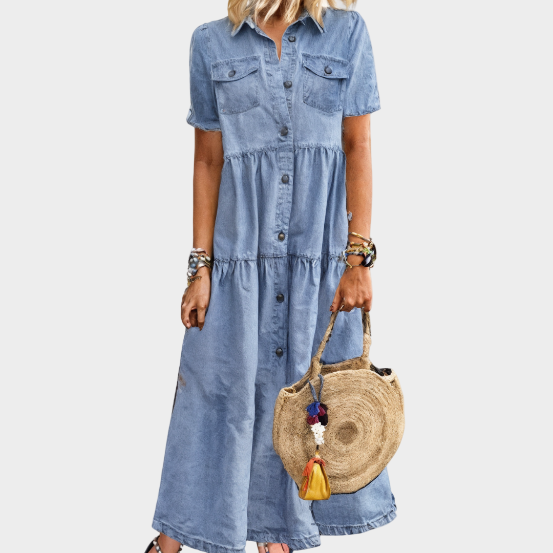 Liliana - Abiti morbidi in denim abbottonati