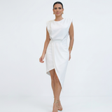 Bettina - Abito asimmetrico con spalle strutturate