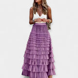 Valeria - Gonna boho con finitura in rete e raso