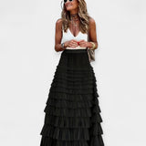 Valeria - Gonna boho con finitura in rete e raso