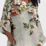 Caterina - Blusa da donna con applicazioni floreali 3D