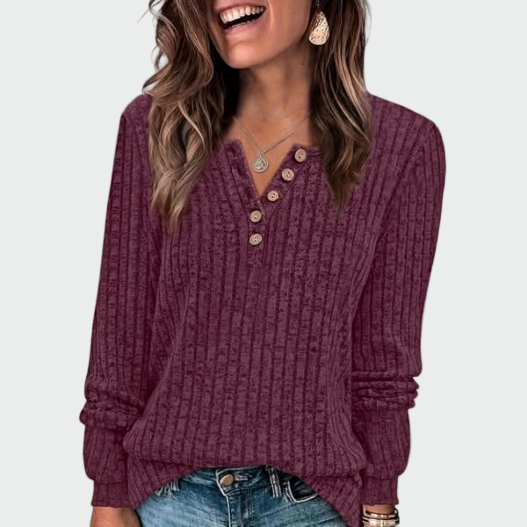 Emma - Maglione da donna in maglia con bottoni