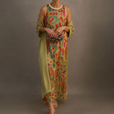 Daniela - Abito lungo a fiori con gilet aderente