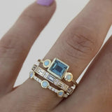 Anello retrò con cristallo blu