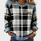Ivy - Felpa da donna patchwork a quadri