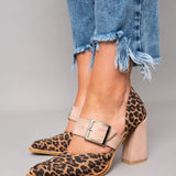 Gaia - Sandali in scamosciato leopardato con tacco stabile
