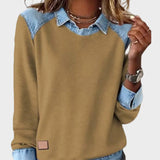 Cosima - Blusa in denim intrecciata a maniche lunghe