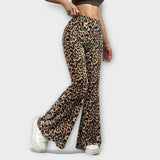 Pantaloni bootcut leopardati
