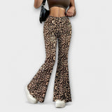 Pantaloni bootcut leopardati