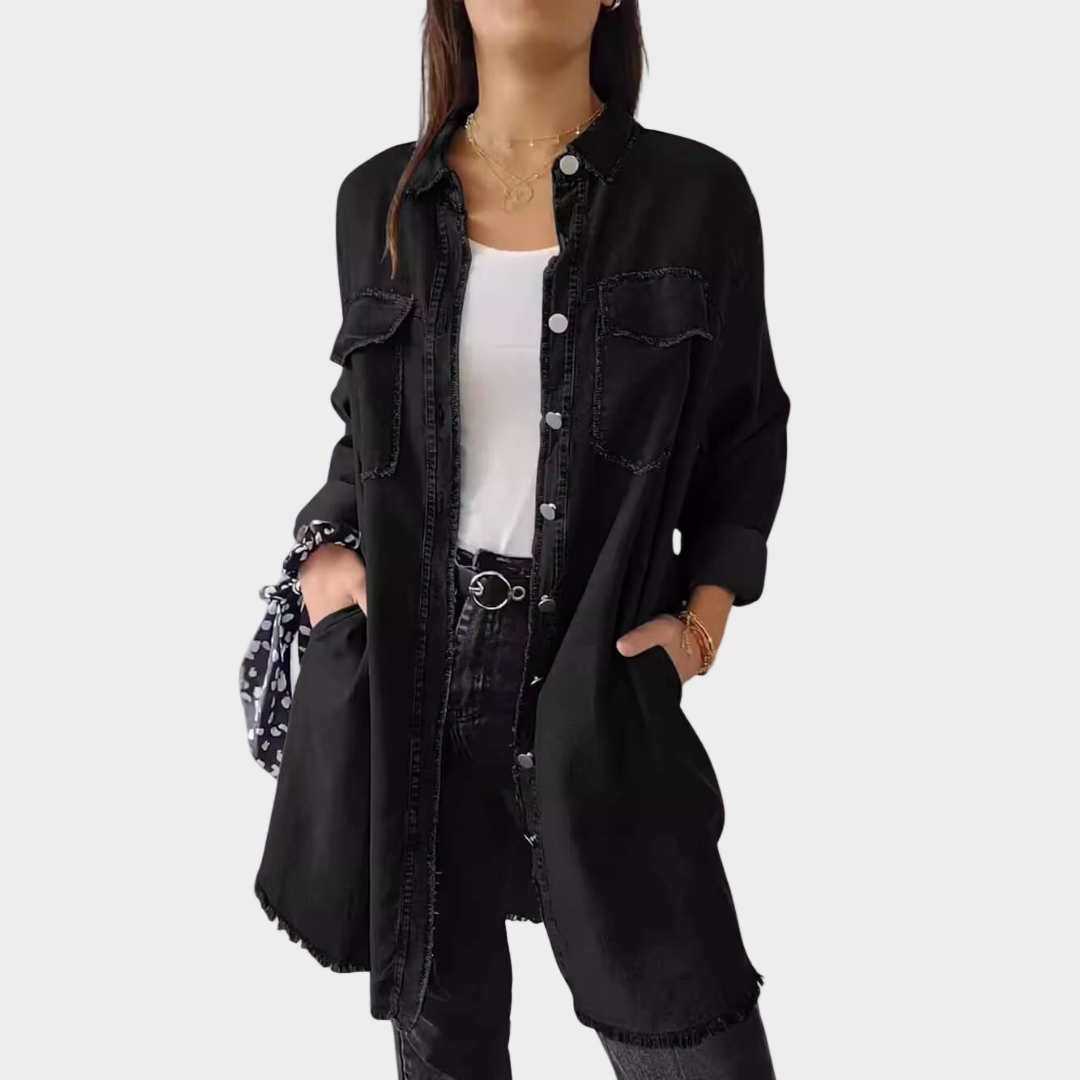 Adriana - Camicia in denim a maniche lunghe con colletto classico