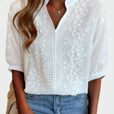 Anita - Blusa con dettagli in pizzo e maniche a palloncino