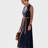 Lidia - Abito midi con dettaglio a contrasto