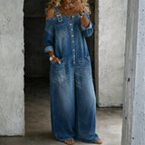 Amelia - Tuta in denim con spalle scoperte