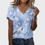 Agnese - Blusa da donna a fiori con scollo a V