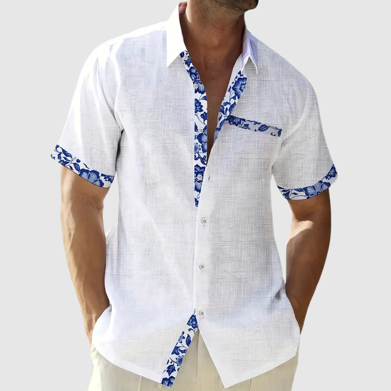 Angelo - Camicia a maniche corte con dettagli a contrasto