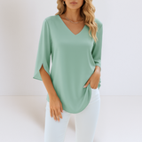Dania - Blusa elegante con scollo a V e maniche aperte
