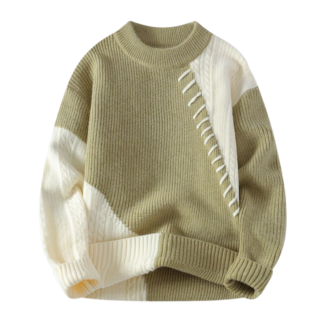 Maglione asimmetrico con intreccio unico