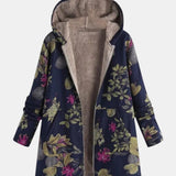 Aurora - Cappotto blu navy a fiori