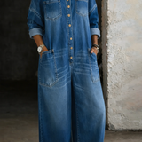 Celina - Tuta in denim con spalle scoperte