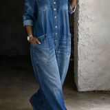 Celina - Tuta in denim con spalle scoperte