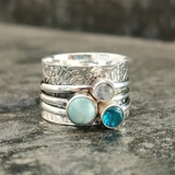 Anello retrò con pietra blu naturale