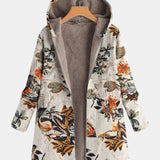 Elena - Cappotto sherpa boho a fiori con cappuccio
