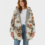 Elena - Cappotto sherpa boho a fiori con cappuccio