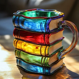Tazza artistica 3D colorata con motivo a libri
