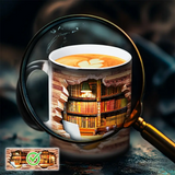 Tazza termica magica in ceramica con motivo libreria