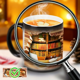 Tazza termica magica in ceramica con motivo libreria