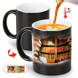 Tazza termica magica in ceramica con motivo libreria
