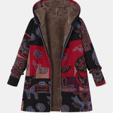 Marina - Cappotto con cappuccio boho patchwork astratto