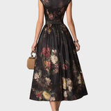 Elsa - Abito midi plissettato a fiori