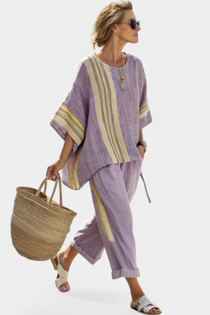 Lorena - Completo boho in lino e bambù