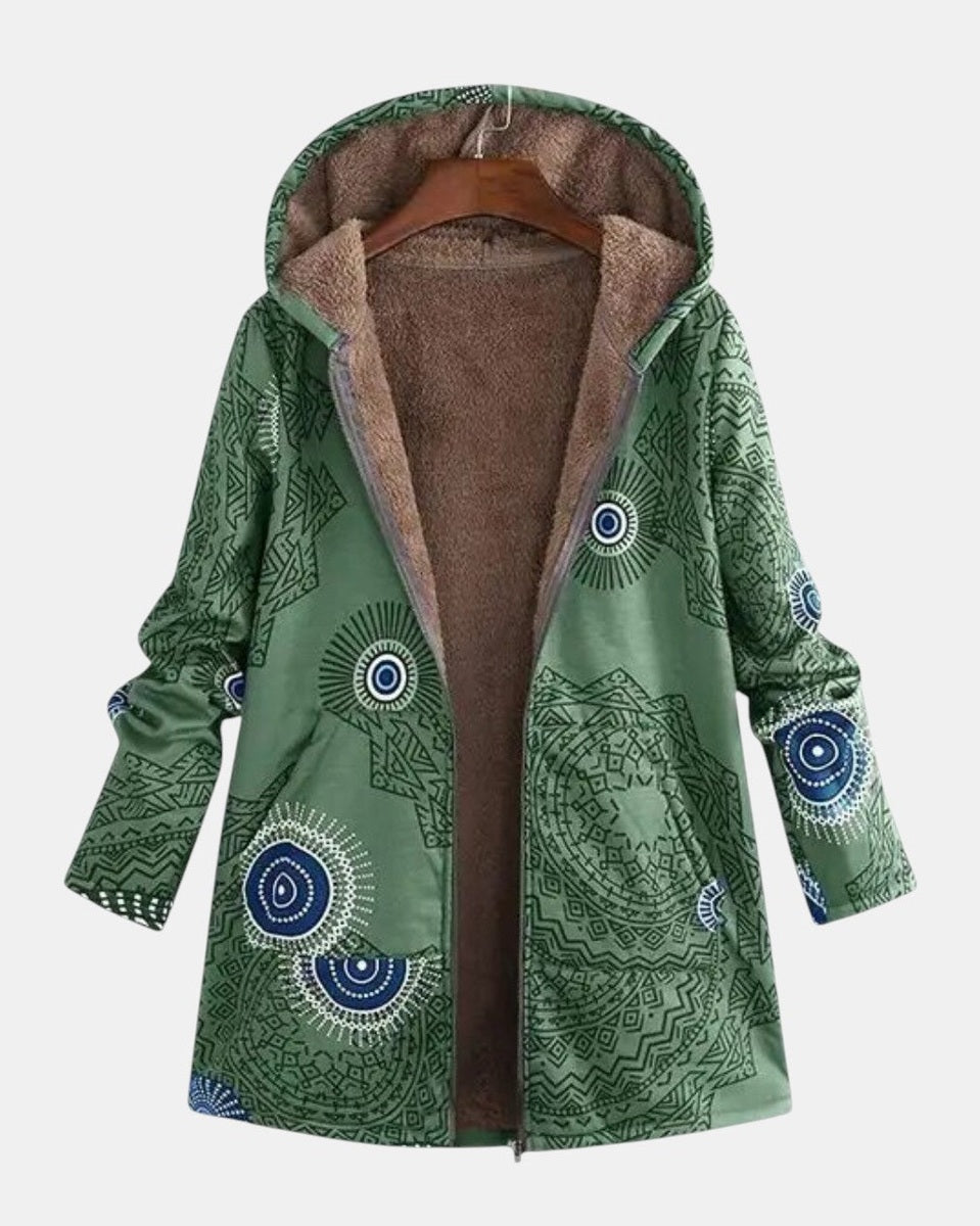 Sage - Giacca sherpa con motivo tribale